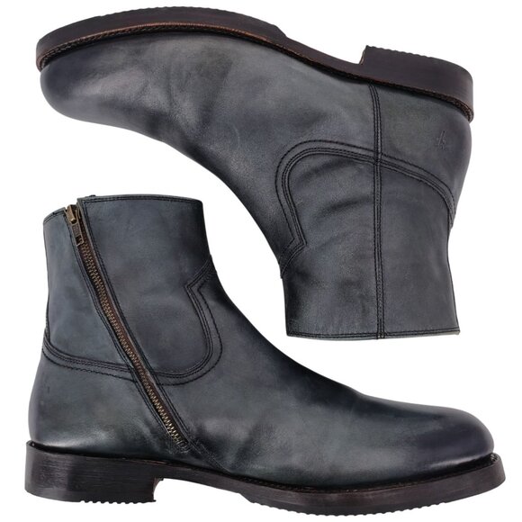 NEW Frye Mens 13M Distressed Black Leather Chelsea Boots Zip Ankle Dress Shoes - Picture 1 of 12
